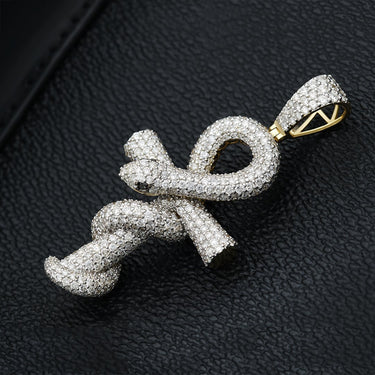 14k Yellow Gold Diamond Snake Ankh 3 Ctw